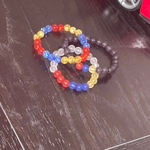 Armenian flag themed beaded bracelet bundle.